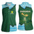 Rwanda Women Sleeveless Polo Shirt with Green Nature Map Waterfall Sunburst Spirit