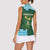 Rwanda Women Sleeveless Polo Shirt with Green Nature Map Waterfall Sunburst Spirit