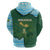 Rwanda Zip Hoodie with Green Nature Map Waterfall Sunburst Spirit