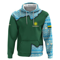 Rwanda Zip Hoodie with Green Nature Map Waterfall Sunburst Spirit