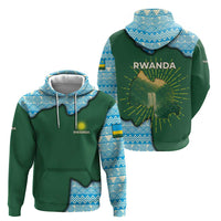 Rwanda Zip Hoodie with Green Nature Map Waterfall Sunburst Spirit
