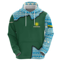 Rwanda Zip Hoodie with Green Nature Map Waterfall Sunburst Spirit