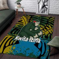 Rwanda Area Rug with Gorilla Family Kwita Izina Leaf Jungle Spirit
