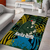 Rwanda Area Rug with Gorilla Family Kwita Izina Leaf Jungle Spirit