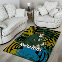 Rwanda Area Rug with Gorilla Family Kwita Izina Leaf Jungle Spirit