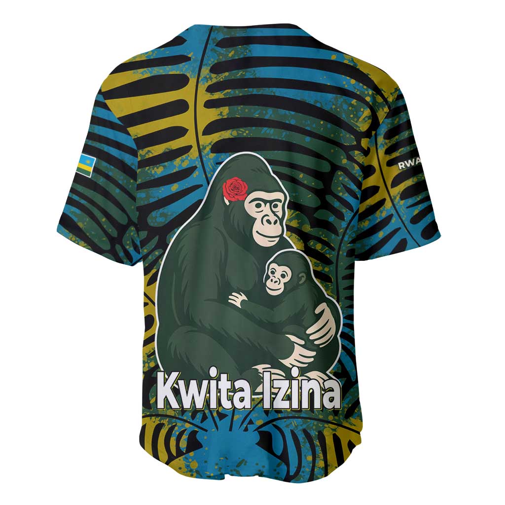 Rwanda Baseball Jersey with Gorilla Family Kwita Izina Leaf Jungle Spirit