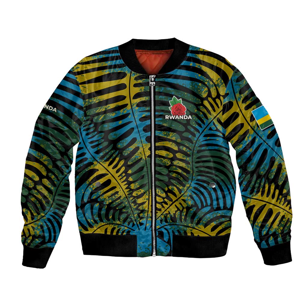 Rwanda Bomber Jacket with Gorilla Family Kwita Izina Leaf Jungle Spirit