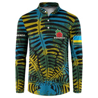 Rwanda Button Sweatshirt with Gorilla Family Kwita Izina Leaf Jungle Spirit