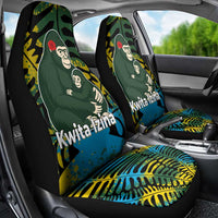 Rwanda Car Seat Cover with Gorilla Family Kwita Izina Leaf Jungle Spirit