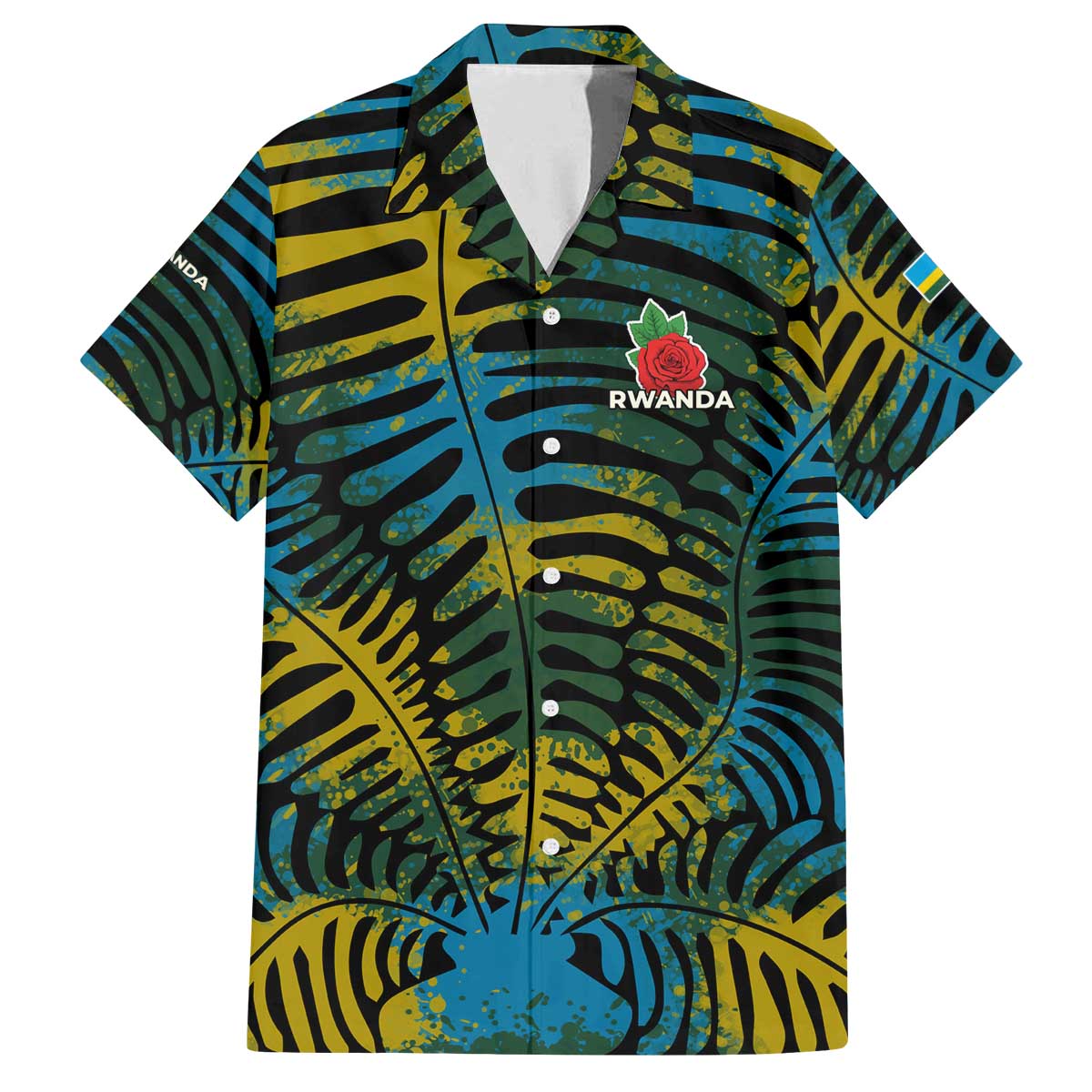 Rwanda Family Matching Off The Shoulder Long Sleeve Dress and Hawaiian Shirt with Gorilla Family Kwita Izina Leaf Jungle Spirit