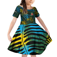 Rwanda Family Matching Off Shoulder Short Dress and Hawaiian Shirt with Gorilla Family Kwita Izina Leaf Jungle Spirit