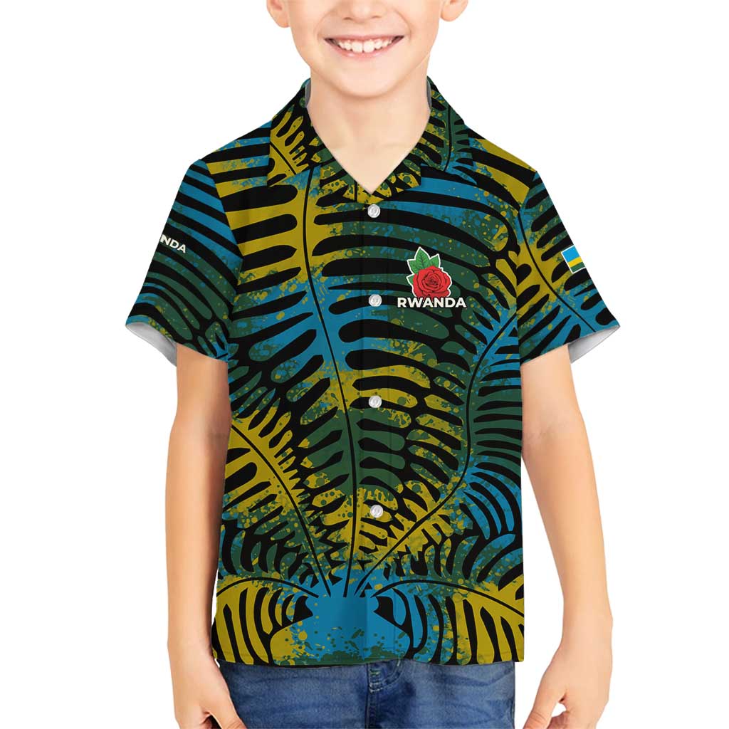 Rwanda Family Matching Off Shoulder Short Dress and Hawaiian Shirt with Gorilla Family Kwita Izina Leaf Jungle Spirit