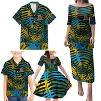 Rwanda Family Matching Puletasi and Hawaiian Shirt with Gorilla Family Kwita Izina Leaf Jungle Spirit