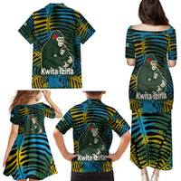 Rwanda Family Matching Puletasi and Hawaiian Shirt with Gorilla Family Kwita Izina Leaf Jungle Spirit