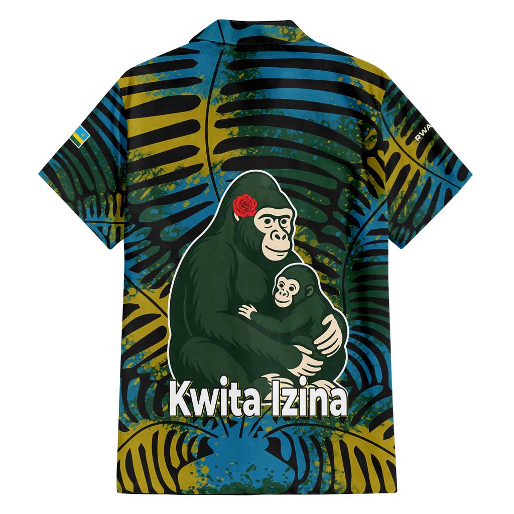 Rwanda Family Matching Puletasi and Hawaiian Shirt with Gorilla Family Kwita Izina Leaf Jungle Spirit