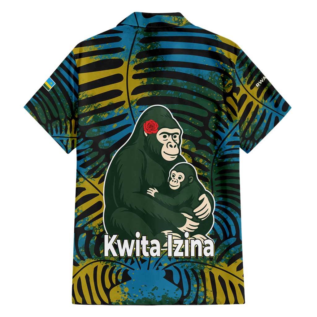 Rwanda Family Matching Short Sleeve Bodycon Dress and Hawaiian Shirt with Gorilla Family Kwita Izina Leaf Jungle Spirit