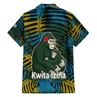 Rwanda Family Matching Short Sleeve Bodycon Dress and Hawaiian Shirt with Gorilla Family Kwita Izina Leaf Jungle Spirit