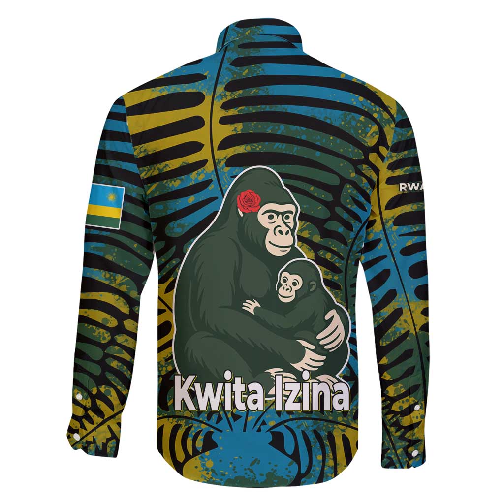 Rwanda Family Matching Short Sleeve Bodycon Dress and Hawaiian Shirt with Gorilla Family Kwita Izina Leaf Jungle Spirit