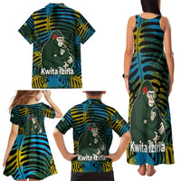 Rwanda Family Matching Tank Maxi Dress and Hawaiian Shirt with Gorilla Family Kwita Izina Leaf Jungle Spirit