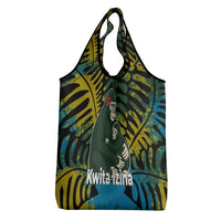 Rwanda Grocery Bag with Gorilla Family Kwita Izina Leaf Jungle Spirit