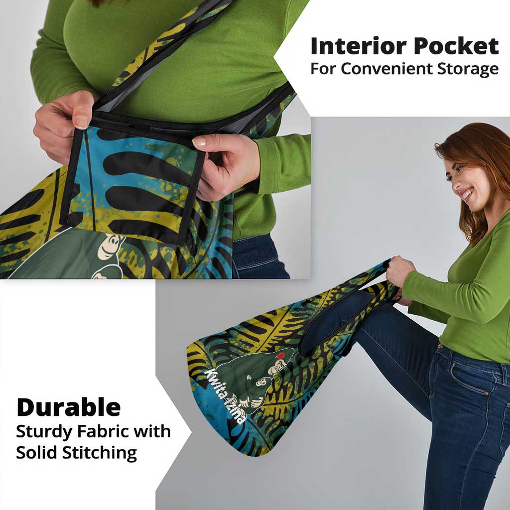 Rwanda Grocery Bag with Gorilla Family Kwita Izina Leaf Jungle Spirit