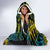 Rwanda Hooded Blanket with Gorilla Family Kwita Izina Leaf Jungle Spirit
