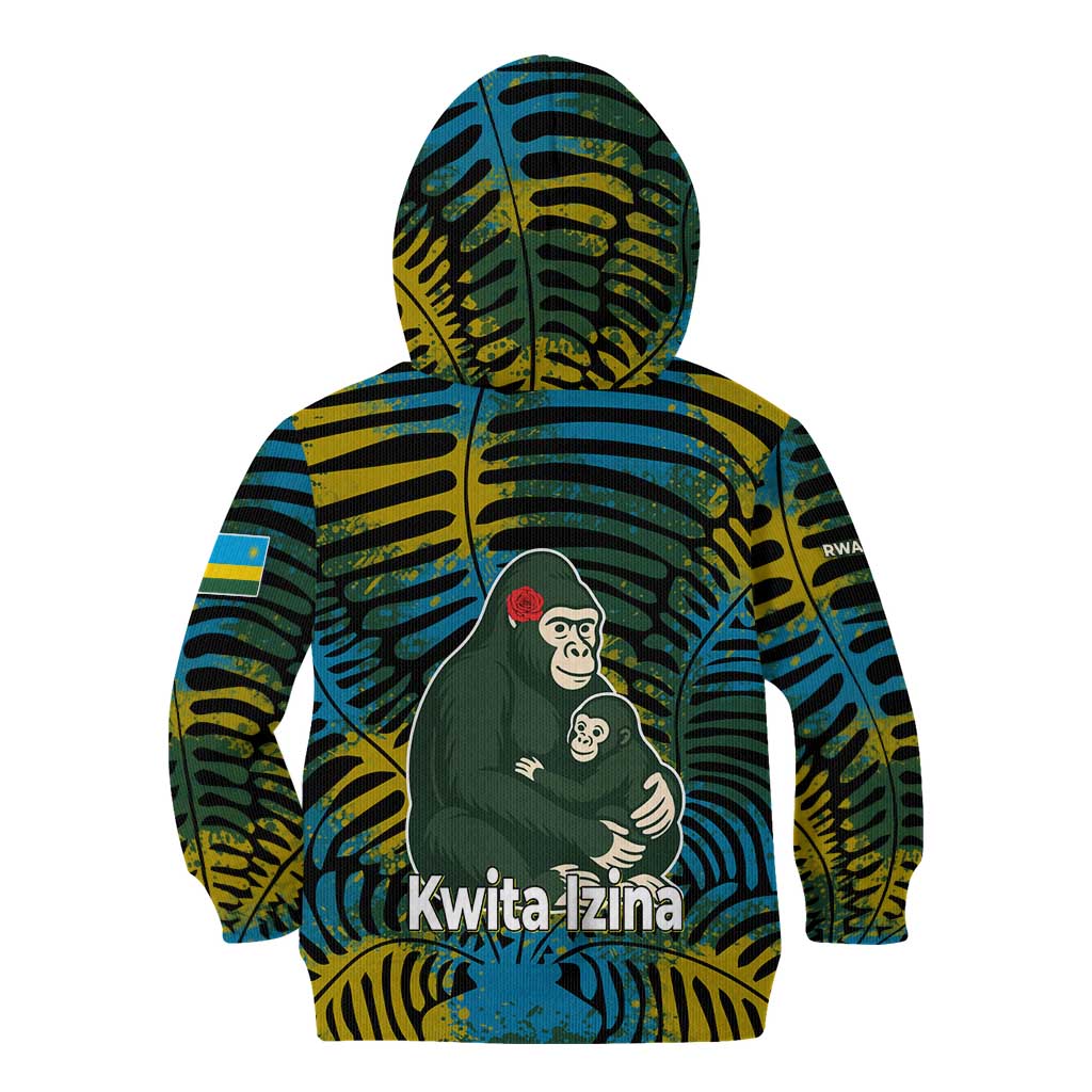 Rwanda Kid Hoodie with Gorilla Family Kwita Izina Leaf Jungle Spirit