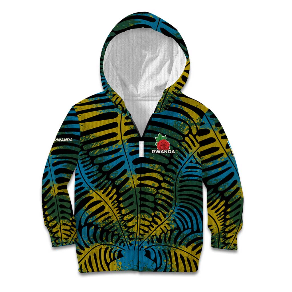 Rwanda Kid Hoodie with Gorilla Family Kwita Izina Leaf Jungle Spirit