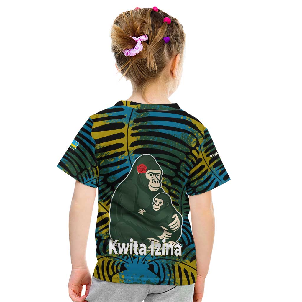 Rwanda Kid T Shirt with Gorilla Family Kwita Izina Leaf Jungle Spirit