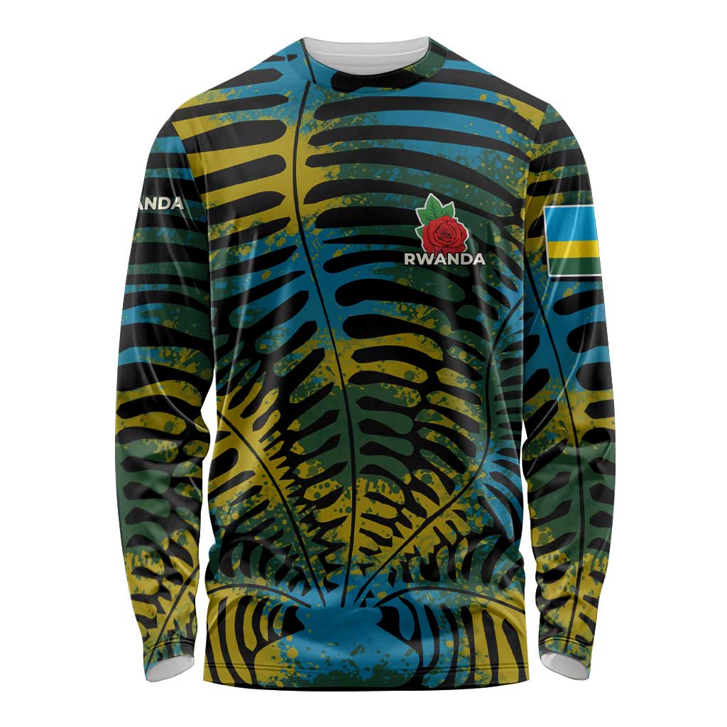 Rwanda Long Sleeve Shirt with Gorilla Family Kwita Izina Leaf Jungle Spirit