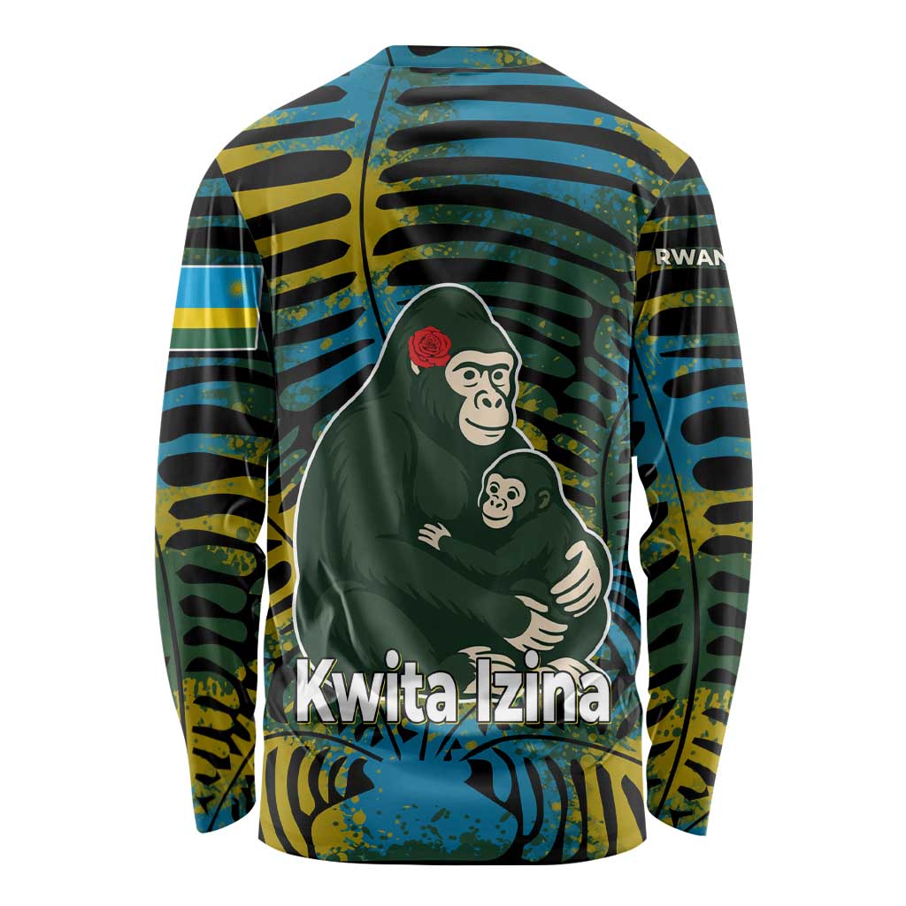 Rwanda Long Sleeve Shirt with Gorilla Family Kwita Izina Leaf Jungle Spirit