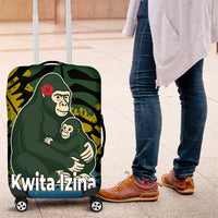 Rwanda Luggage Cover with Gorilla Family Kwita Izina Leaf Jungle Spirit