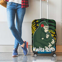 Rwanda Luggage Cover with Gorilla Family Kwita Izina Leaf Jungle Spirit