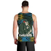 Rwanda Men Tank Top with Gorilla Family Kwita Izina Leaf Jungle Spirit