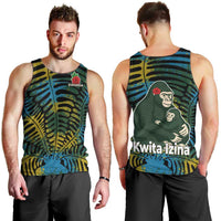 Rwanda Men Tank Top with Gorilla Family Kwita Izina Leaf Jungle Spirit