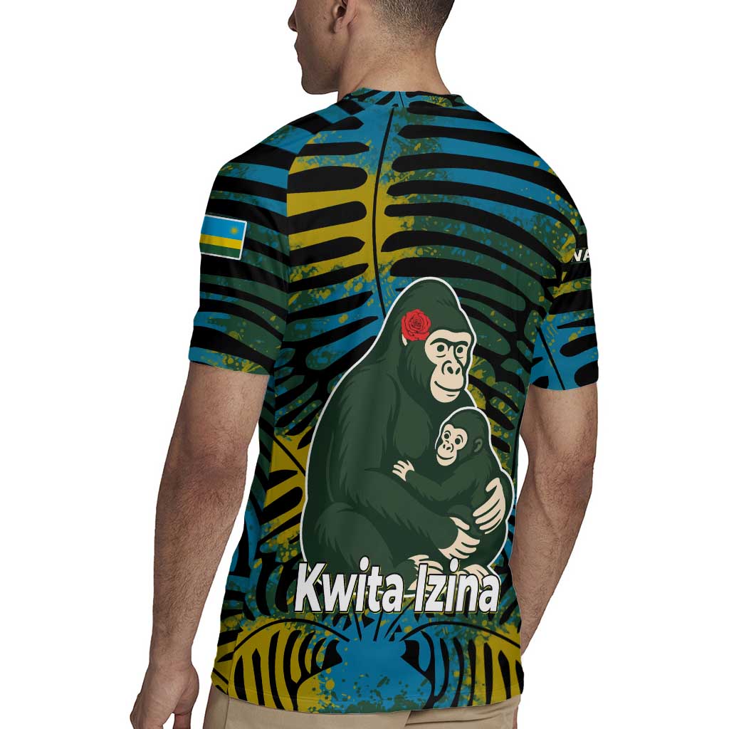 Rwanda Rugby Jersey with Gorilla Family Kwita Izina Leaf Jungle Spirit