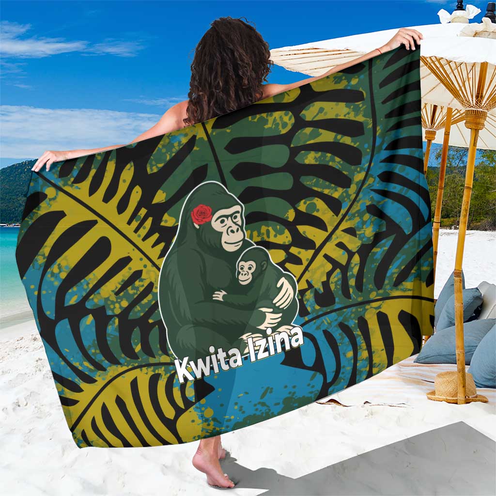 Rwanda Sarong with Gorilla Family Kwita Izina Leaf Jungle Spirit