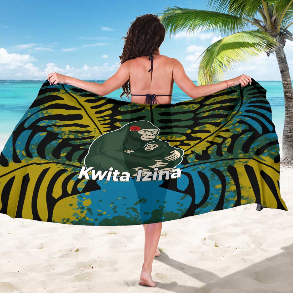 Rwanda Sarong with Gorilla Family Kwita Izina Leaf Jungle Spirit