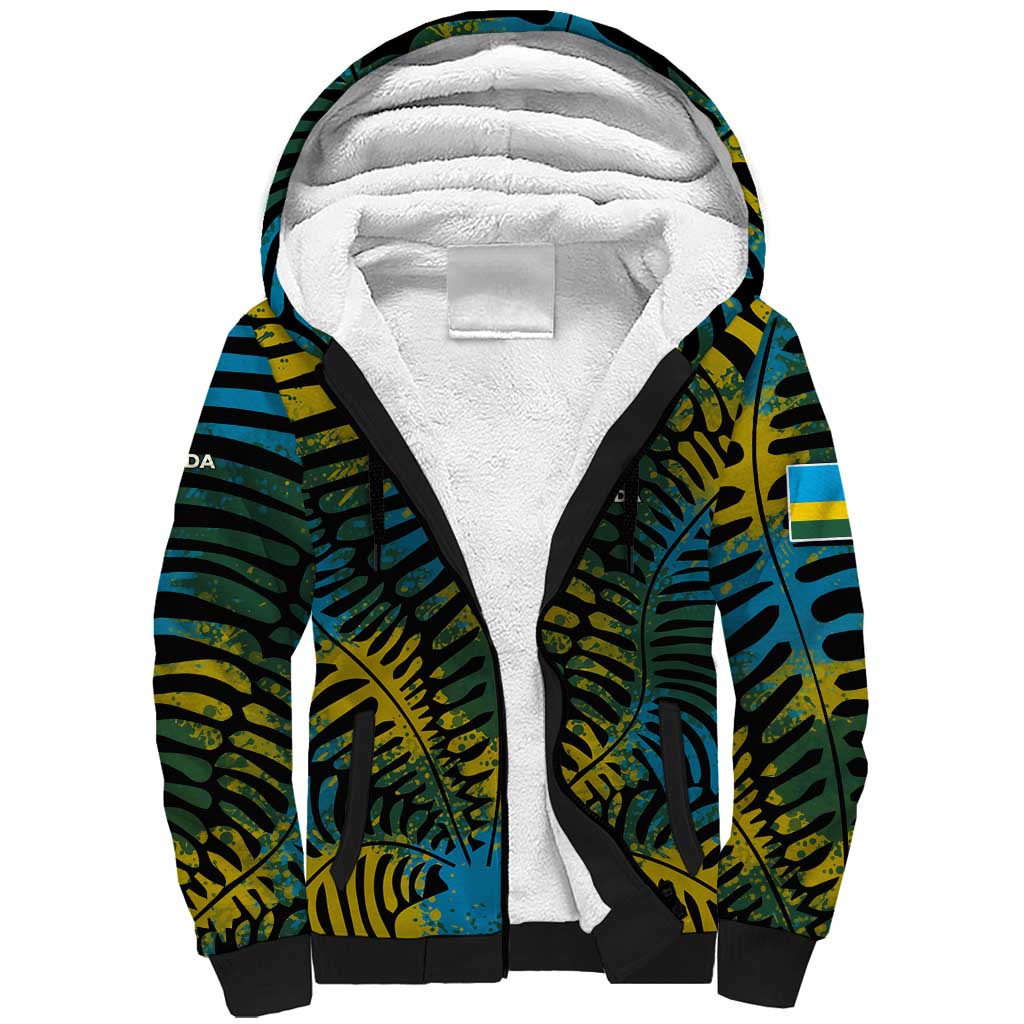 Rwanda Sherpa Hoodie with Gorilla Family Kwita Izina Leaf Jungle Spirit