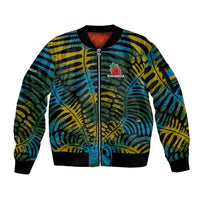 Rwanda Sleeve Zip Bomber Jacket with Gorilla Family Kwita Izina Leaf Jungle Spirit