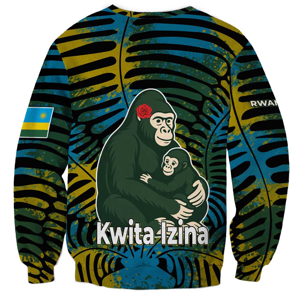 Rwanda Sweatshirt with Gorilla Family Kwita Izina Leaf Jungle Spirit