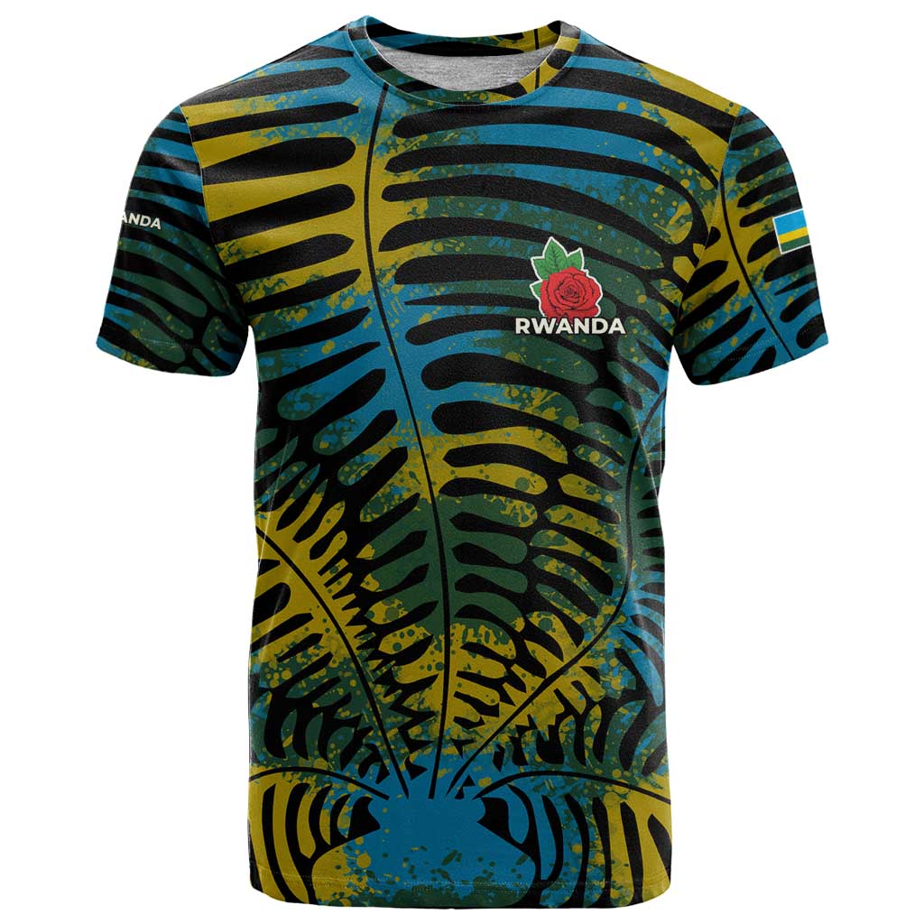 Rwanda T Shirt with Gorilla Family Kwita Izina Leaf Jungle Spirit