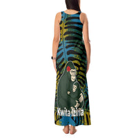 Rwanda Tank Maxi Dress with Gorilla Family Kwita Izina Leaf Jungle Spirit