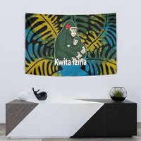 Rwanda Tapestry with Gorilla Family Kwita Izina Leaf Jungle Spirit