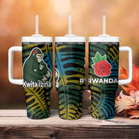 Rwanda Tumbler With Handle with Gorilla Family Kwita Izina Leaf Jungle Spirit
