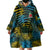 Rwanda Wearable Blanket Hoodie with Gorilla Family Kwita Izina Leaf Jungle Spirit