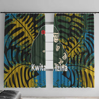 Rwanda Window Curtain with Gorilla Family Kwita Izina Leaf Jungle Spirit