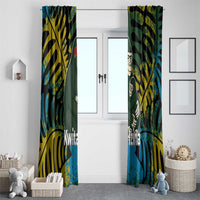 Rwanda Window Curtain with Gorilla Family Kwita Izina Leaf Jungle Spirit