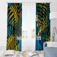 Rwanda Window Curtain with Gorilla Family Kwita Izina Leaf Jungle Spirit