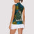 Rwanda Women Sleeveless Polo Shirt with Gorilla Family Kwita Izina Leaf Jungle Spirit